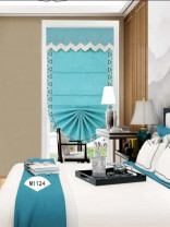 QYBHM1124 High Quality Blockout Custom Made Blue Roman Blinds For Home Decoration(Color: Blue)