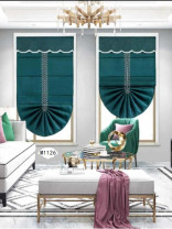 QYBHM1126 High Quality Blockout Custom Made Dark Blue Roman Blinds For Home Decoration(Color: Dark blue)