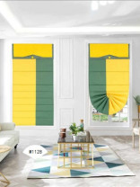 QYBHM1128 High Quality Blockout Custom Made Yellow Stripe Roman Blinds For Home Decoration(Color: Yellow)