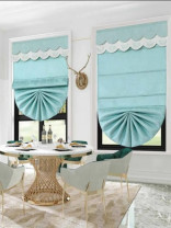 QYBHM1132 High Quality Blockout Custom Made Blue Roman Blinds For Home Decoration(Color: Blue)