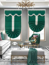 QYBHM1163 High Quality Blockout Custom Made Dark Green Roman Blinds For Home Decoration(Color: Dark green)