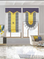 QYBHM1170 High Quality Blockout Custom Made Yellow Stripe Roman Blinds For Home Decoration(Color: Yellow)