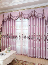 QYC125A Hebe Mid-scale Scrolls Embroidered Chenille Custom Made Curtains(Color: Purple)
