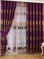  QYC125C Hebe Traditional Damask Chenille Custom Made Curtains(Color: Purple)