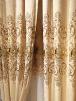 Hebe Regal Floral Damask Velvet Fabrics Per Quarter Meter (Color: Beige)
