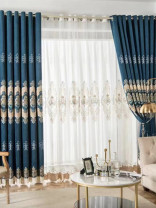 QYC125F Hebe European Floral Luxury Damask Embroidered Chenille Custom Made Curtains