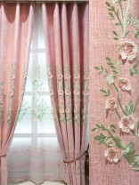 QY2168H Lachlan Embroidered Floral Thick Chenille Custom Made Curtains