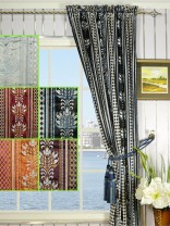 Maia Antique Damask Rod Pocket Velvet Curtain