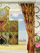 Maia Vintage Damask Pencil Pleat Velvet Curtains