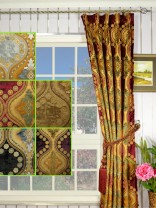 Maia Vintage Damask Goblet Pleat Velvet Curtains