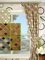 Maia Geometrical Double Pinch Pleat Velvet Curtain