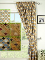 Maia Geometrical Rod Pocket Velvet Curtains