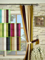 Silver Beach Bold Stripe Versatile Pleat Faux Silk Curtain
