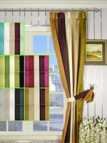 Silver Beach Bold Stripe Goblet Faux Silk Curtain