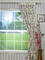 Silver Beach Embroidered All-over Flowers Concealed Tab Top Faux Silk Curtains