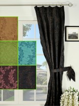 Silver Beach Embroidered Plush Vines Versatile Pleat Faux Silk Curtain