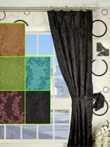 Silver Beach Embroidered Plush Vines Double Pinch Pleat Faux Silk Curtains