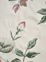 Silver Beach Embroidered Cheerful Faux Silk Fabric Sample
