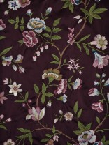 Silver Beach Embroidered Cheerful Faux Silk Custom Made Curtains (Color: Maroon)