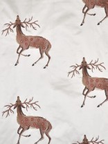 Silver Beach Embroidered Sika Deer Faux Silk Fabrics (0.25M)