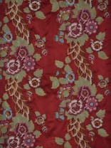 Silver Beach Embroidered Forest Theme Faux Silk Custom Made Curtains (Color: Crimson)