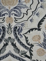 Silver Beach Embroidered Colorful Damask Faux Silk Fabric Sample