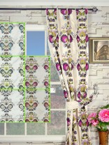 Silver Beach Embroidered Blossom Single Pinch Pleat Faux Silk Curtain