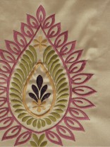 Silver Beach Embroidered Extravagant Faux Silk Fabric Sample