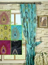 Silver Beach Embroidered Extravagant Versatile Pleat Faux Silk Curtain