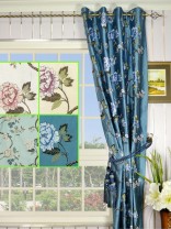 Halo Embroidered Peony Eyelet Dupioni Silk Curtains