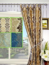 Halo Embroidered Vase Damask Tab Top Dupioni Curtain