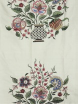 Halo Embroidered Vase Dupioni Silk Custom Made Curtains (Color: Eggshell)