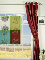 Halo Embroidered Vase Eyelet Dupioni Silk Curtain