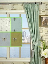 Halo Embroidered Dragonflies Double Pinch Pleat Dupioni Silk Curtains
