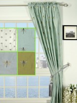 Halo Embroidered Dragonflies Rod Pocket Dupioni Silk Curtain