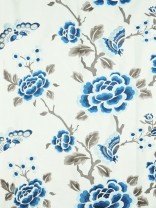 Halo Embroidered Hollyhocks Dupioni Silk Fabrics (0.25M)