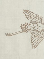 Halo Embroidered Cranes Dupioni Silk Fabric Sample