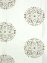 Halo Embroidered Round Damask Dupioni Silk Custom Made Curtains (Color: Ivory)