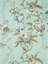 Halo Embroidered Camellias Dupioni Silk Custom Made Curtains