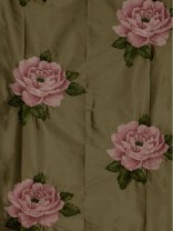 Rainbow Embroidered Plush Peonies Dupioni Silk Custom Made Curtains (Color: Brown)