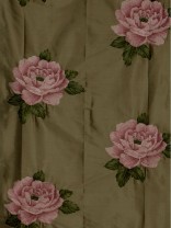 Rainbow Embroidered Plush Peonies Dupioni Silk Custom Made Curtains