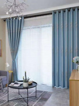QYFL1121C Barwon European Trees Blue Grey Jacquard Custom Made Curtains For Living Room