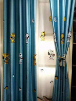 QYFL1221G Gungartan Children Embroidered Snoopy Grey Blue Custom Made Curtains(Color: Blue)