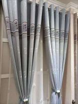 QYFL1421C Barwon Stripe Jacquard Velvet Custom Made Curtains For Living Room(Color; Grey)