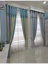 QYFL2020A On Sales Illawarra Yellow Blue Stripe Custom Made Curtains