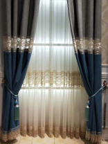 QYFL2020C On Sales Illawarra Grey Blue Velvet Custom Made Curtains