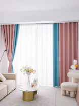 QYFL221D Barwon Plain Dyed Beautiful Pink Blue Custom Made Faux Linen Curtains For Living Room Bed Room