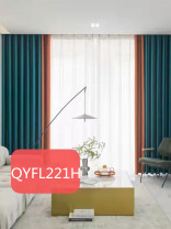 QYFL221H Barwon Plain Dyed Beautiful Blue Orange Cotton Custom Made Curtains For Living Room Bed Room
