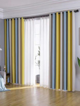 QYFLRDD On Sales Petrel Yellow Blue Stripe Chenille Custom Made Curtains(Color:Yellow Blue)