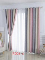 QYFLRDE On Sales Petrel Pink Grey Stripe Chenille Custom Made Curtains(Color: Pink Grey)